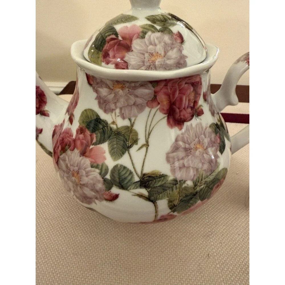Kent Pottery Ceramic Teapot Pink Rose Floral Chintz Shabby Chic Decor #70795